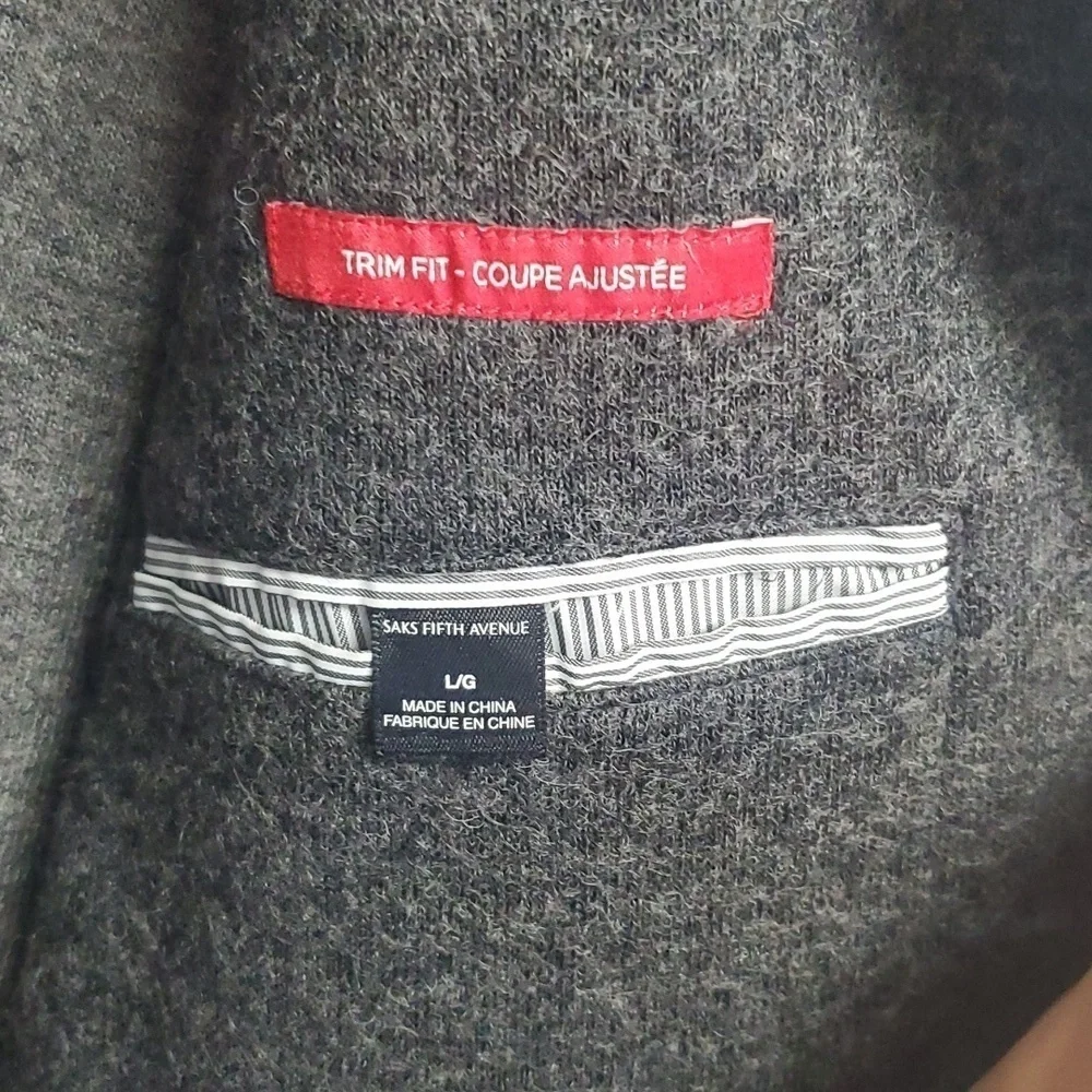 Saks Fifth Avenue wool blend stand up collar blazer trim fit